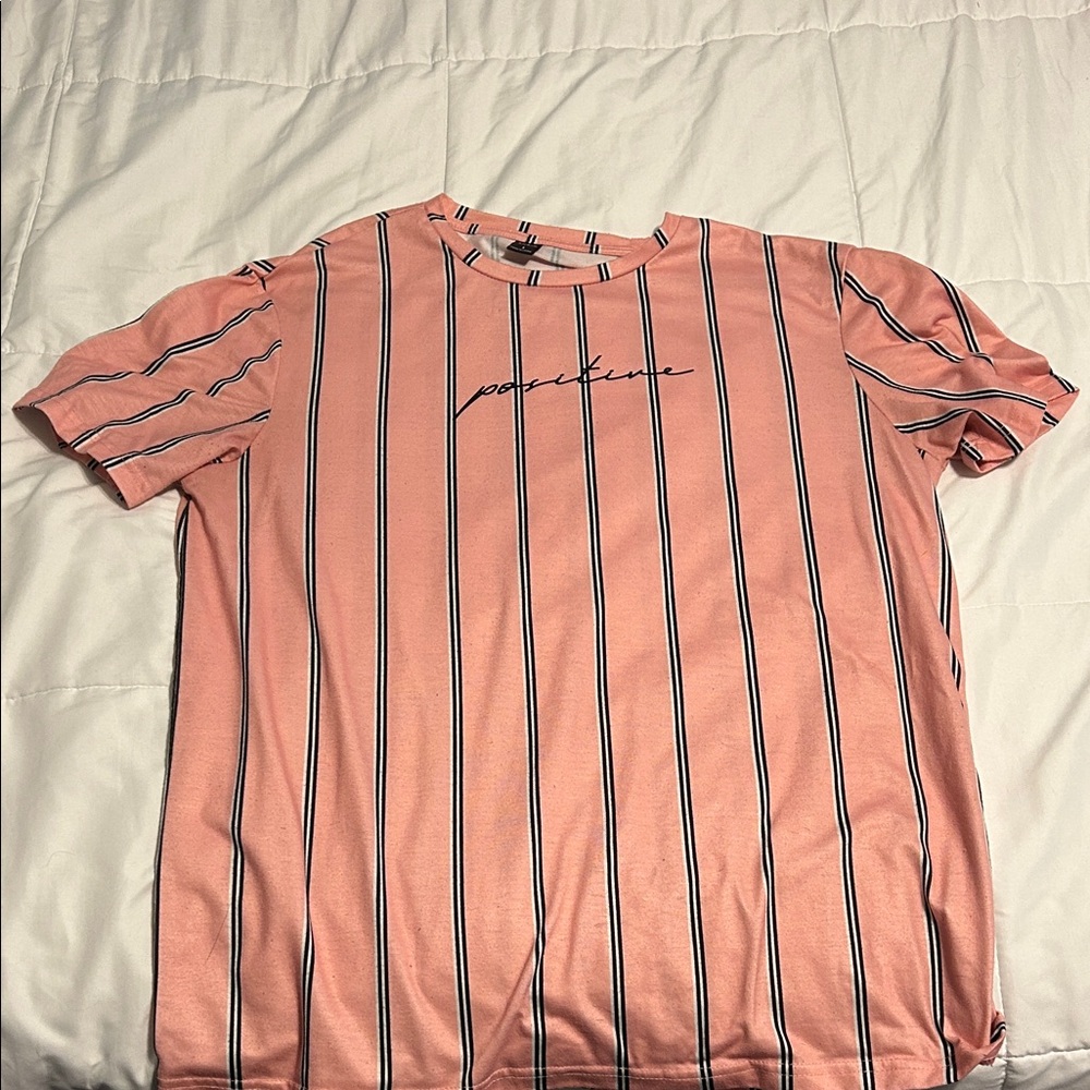 SHEIN Pink and Black Striped Tee